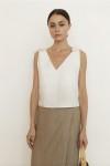 Sleeveless linen top with wide tie straps 