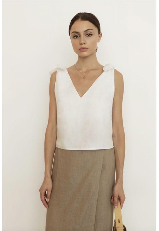 Linen top with tie straps Sleeveless Summer blouse