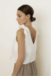 Sleeveless linen top with wide tie straps 