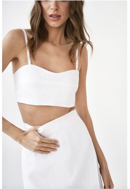 Linen crop top with spaghetti straps