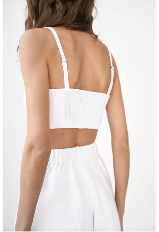 Linen crop top with spaghetti straps