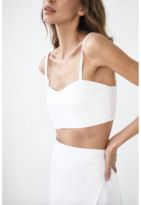 Linen crop top with spaghetti straps