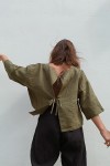 Linen top Tie back blouse 