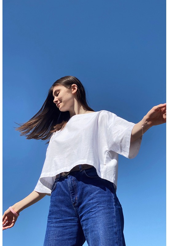 Linen top Tie back blouse 