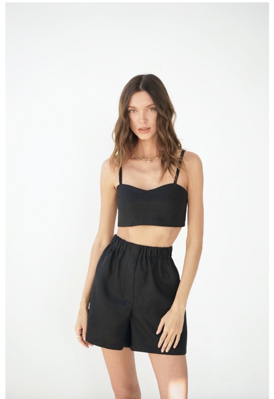 Linen crop top with spaghetti straps