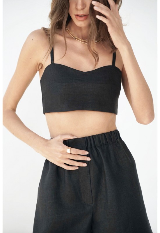 Linen crop top with spaghetti straps