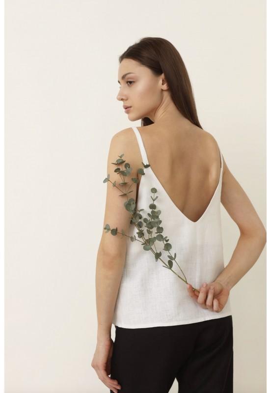 Sleeveless linen strap top in various colors