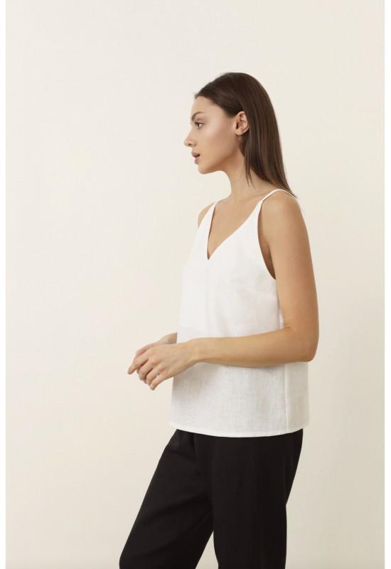 Sleeveless linen strap top in various colors