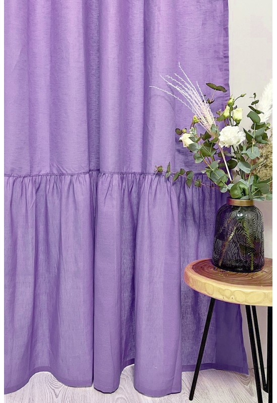 Linen Curtain Panels with Ruffles 