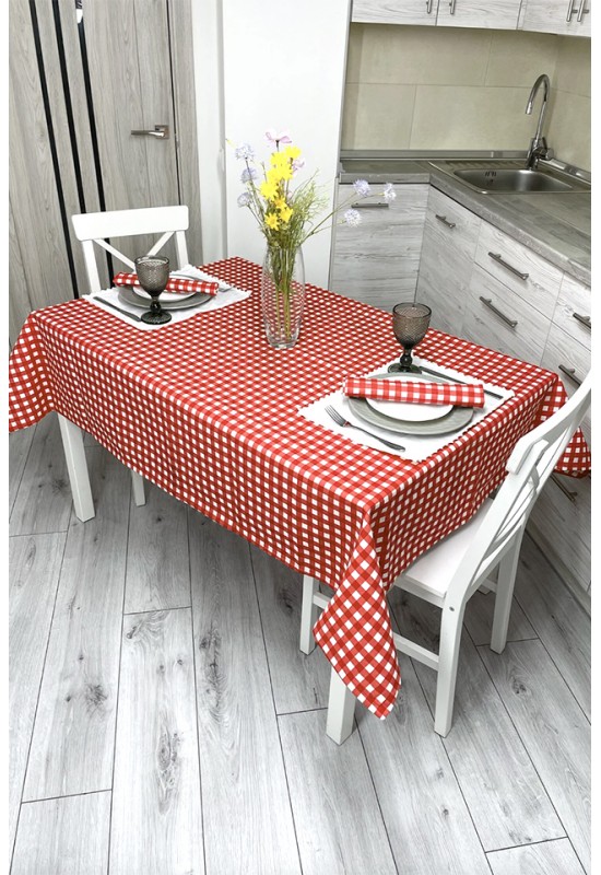 Red & White Buffalo Check Tablecloth 