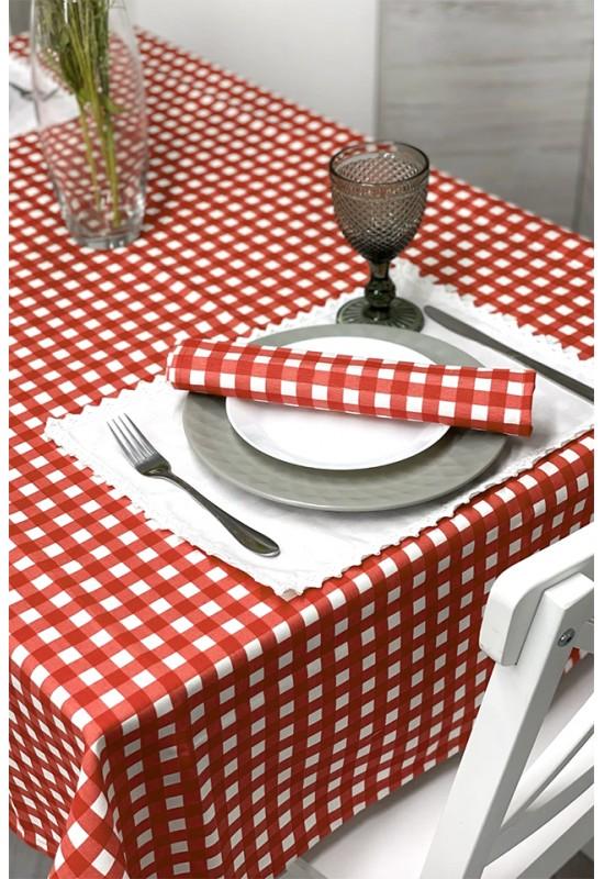 Red & White Buffalo Check Tablecloth 