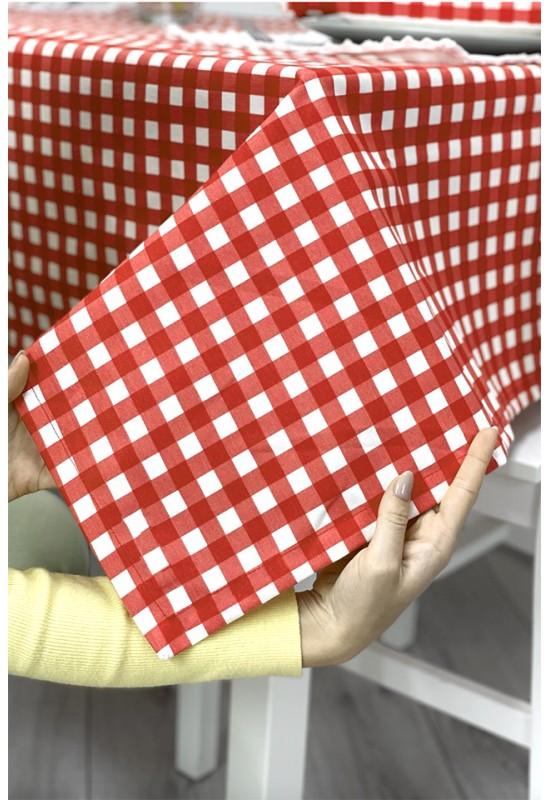 Waterproof cotton tablecloth Red white buffalo check printed.