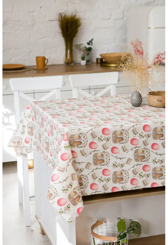 Waterproof Cotton Tablecloth with Easter Prints 