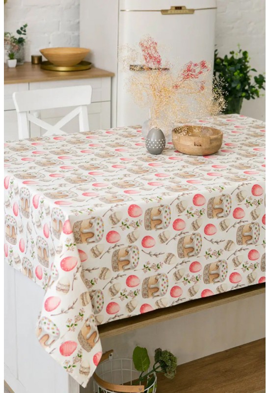 Waterproof Cotton Tablecloth with Easter Prints 