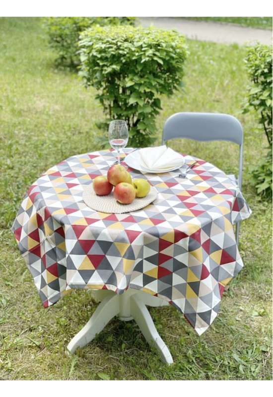 Triangle Printed Waterproof Cotton Tablecloth 