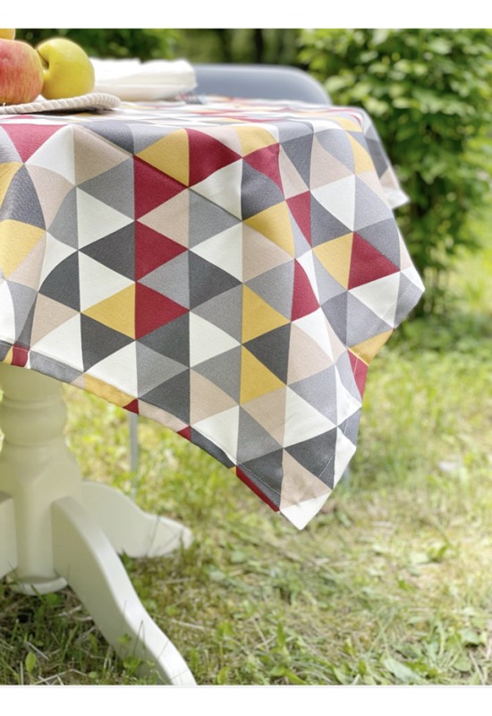 Triangle Printed Waterproof Cotton Tablecloth 