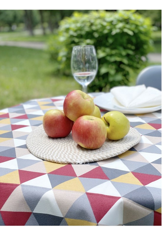 Triangle Printed Waterproof Cotton Tablecloth 