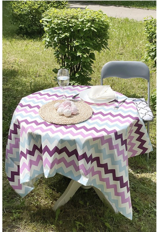 Waterproof Cotton Tablecloth | Zigzag Printed 