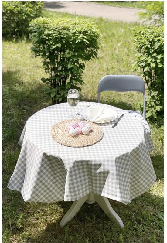 Waterproof Tablecloth | Gray, White Check