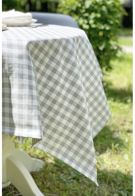 Waterproof cotton tablecloth Gray white buffalo check printed