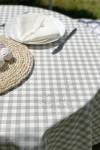 Waterproof Tablecloth | Gray, White Check
