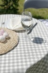 Waterproof Tablecloth | Gray, White Check