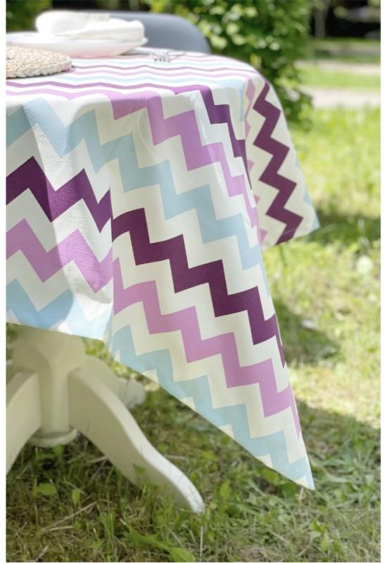 Waterproof cotton tablecloth. Zigzag printed.