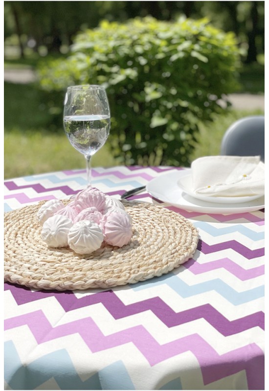 Waterproof Cotton Tablecloth | Zigzag Printed 