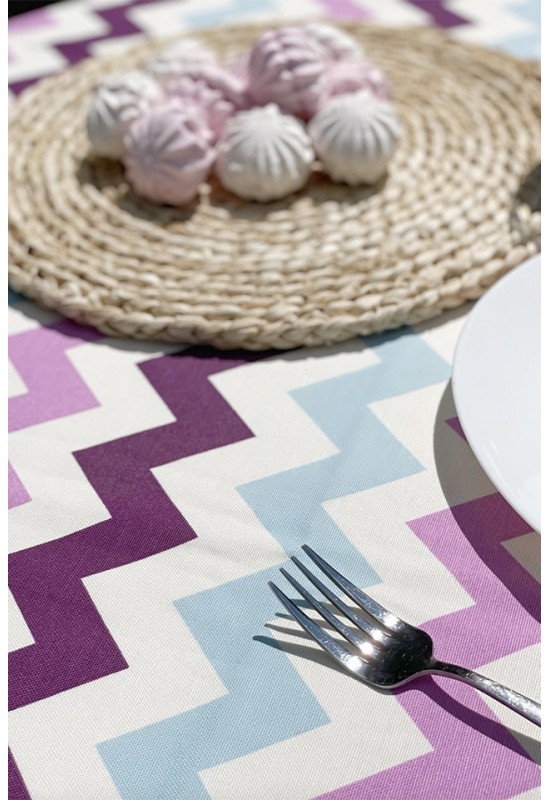 Waterproof Cotton Tablecloth | Zigzag Printed 