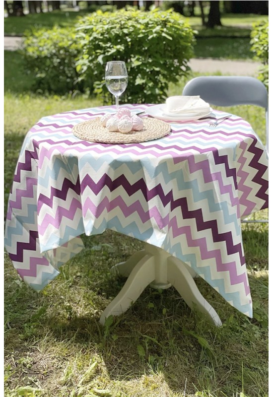 Waterproof Cotton Tablecloth | Zigzag Printed 