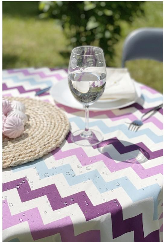 Waterproof cotton tablecloth Zigzag printed Chevron Wavy