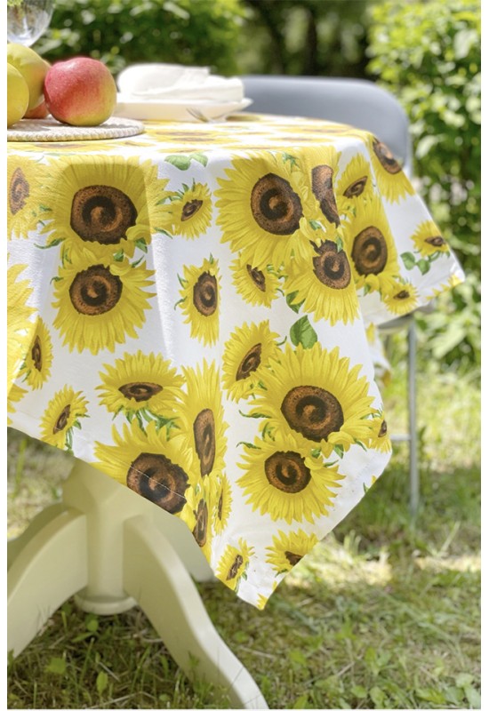 Waterproof Cotton Tablecloth  Sunflower Print 