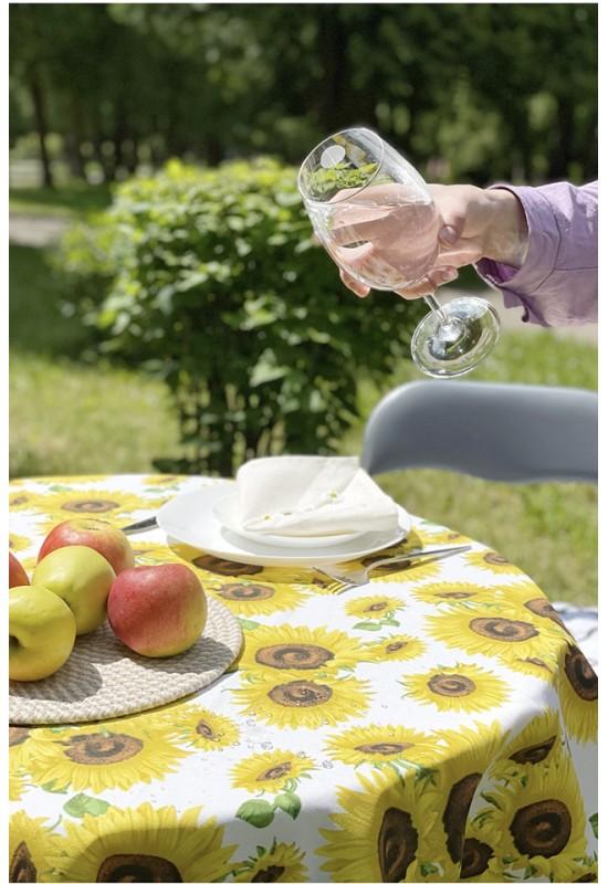 Waterproof Cotton Tablecloth  Sunflower Print 
