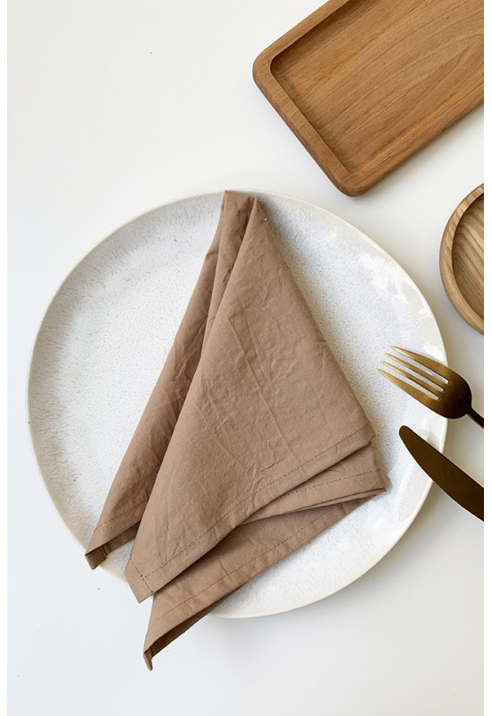 Set of 2 Cotton Napkins in Brown Gold 