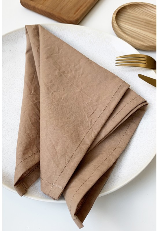 Set of 2 Cotton Napkins in Brown Gold 