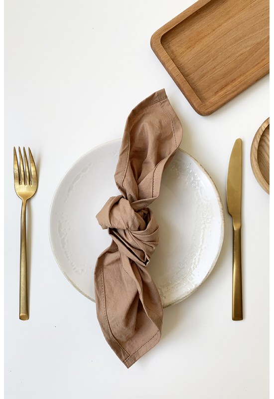 Set of 2 Cotton Napkins in Brown Gold 