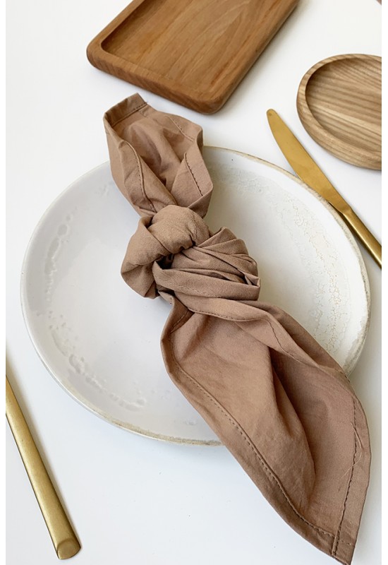 Set of 2 Cotton Napkins in Brown Gold 