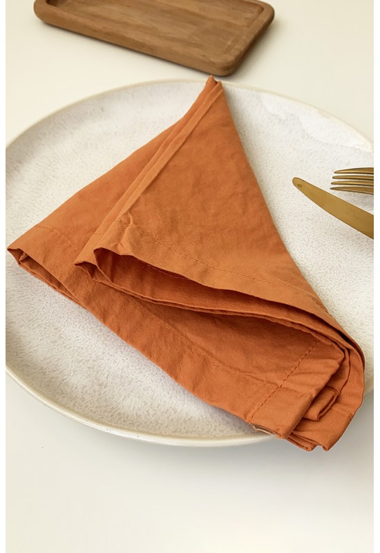 Burnt orange cotton napkins set Dinner Wedding