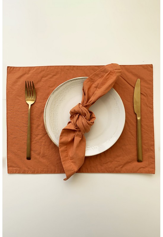 Burnt orange cotton napkins set Dinner Wedding