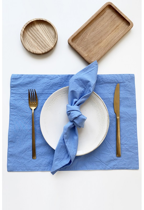 Cornflower blue cotton napkins set Dinner Wedding