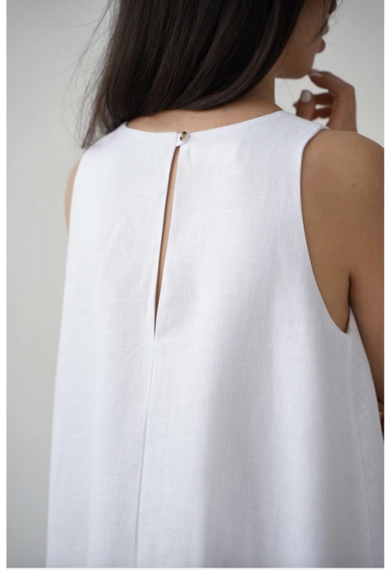 Short linen dress women Sleeveless loose sundress