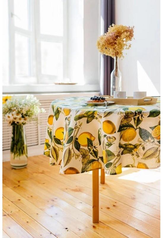 Cotton Tablecloth | Lemons, Butterflies 