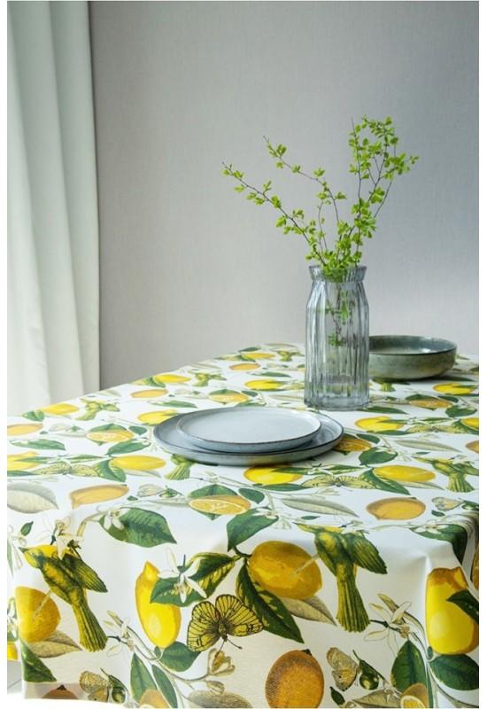 Waterproof cotton tablecloth Lemons butterflies