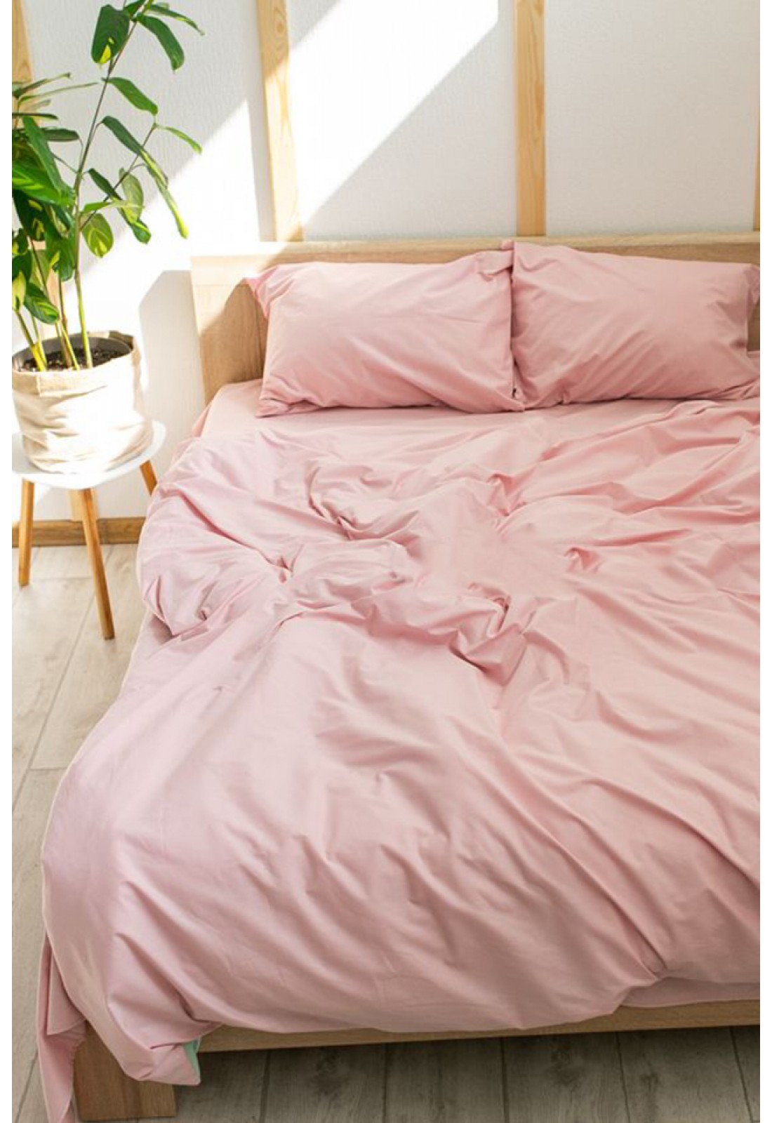 Light pink Cotton bedding set Duvet cover Fitted sheet