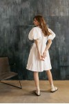 Linen wrap dress women Puffy sleeves Boho Loose