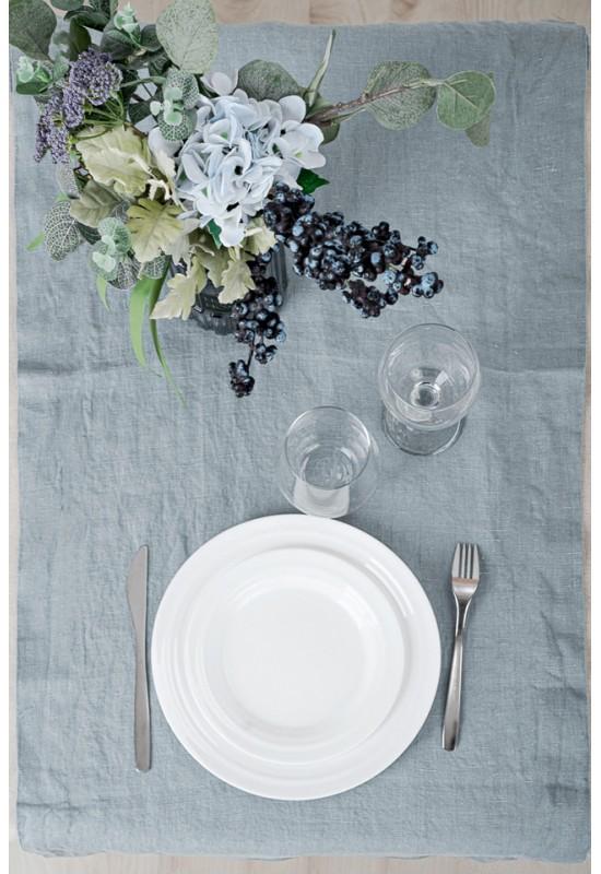 Dusty blue Cloth linen table runner pastel wedding 
