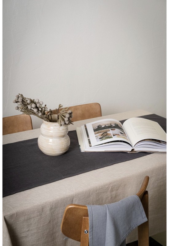 Dark Gray - Charcoal Linen Table Runner 