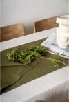Cloth linen table runner moss green forest wedding 