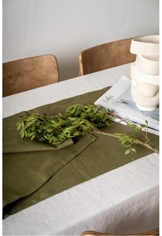 Forest Green Linen Table Runner - Weddings and Everyday Use