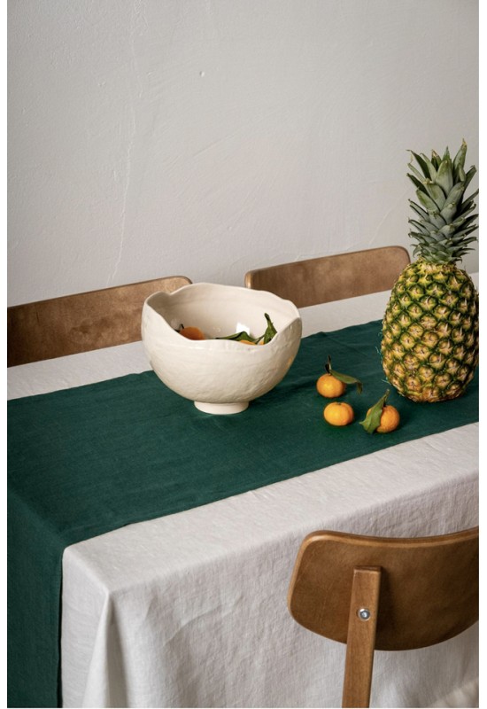 Dark - Emerald Green Linen Table Runner